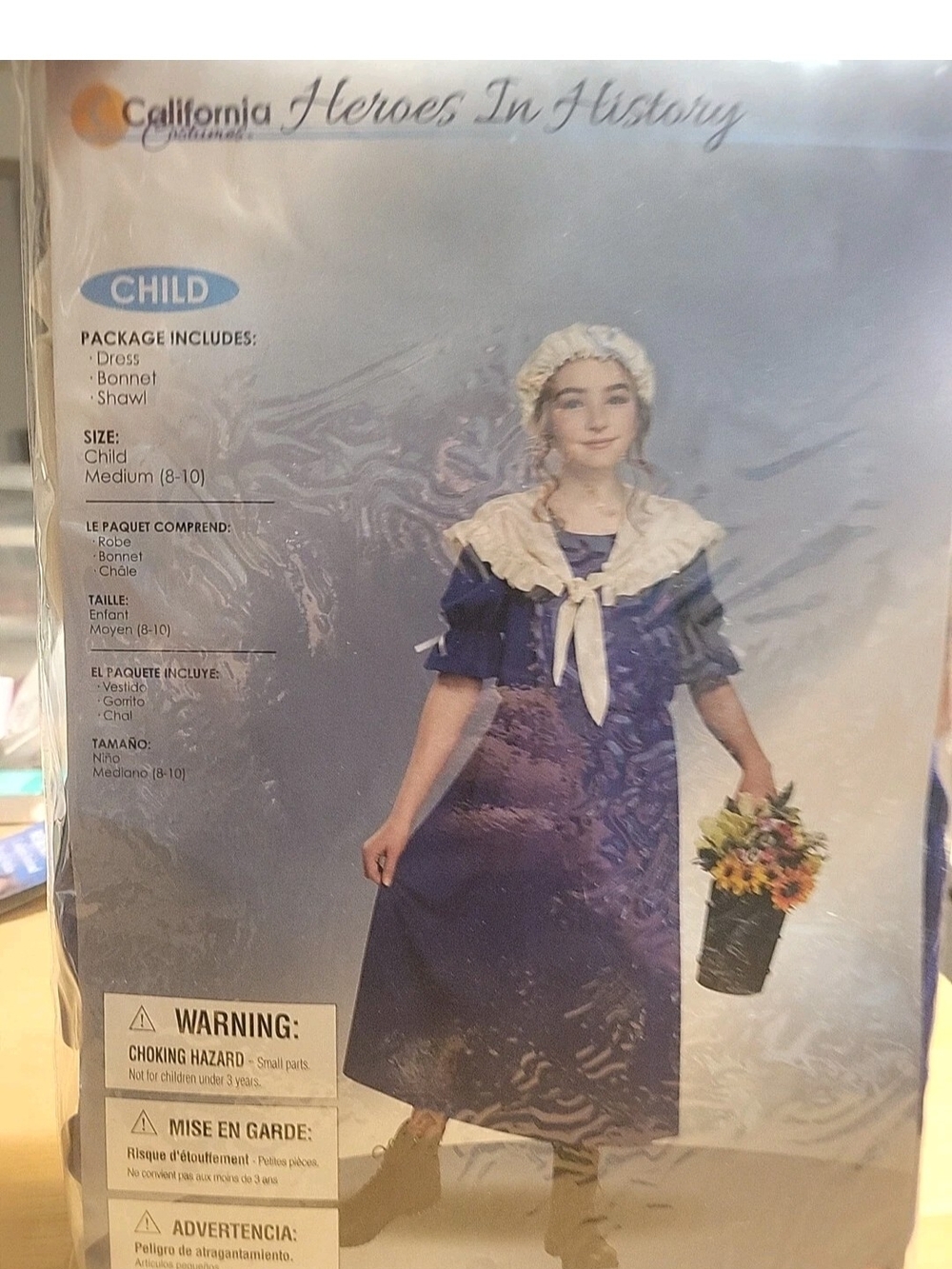 California Costumes Colonial Village Lady Kit Child Size Medium 8-10 #4058